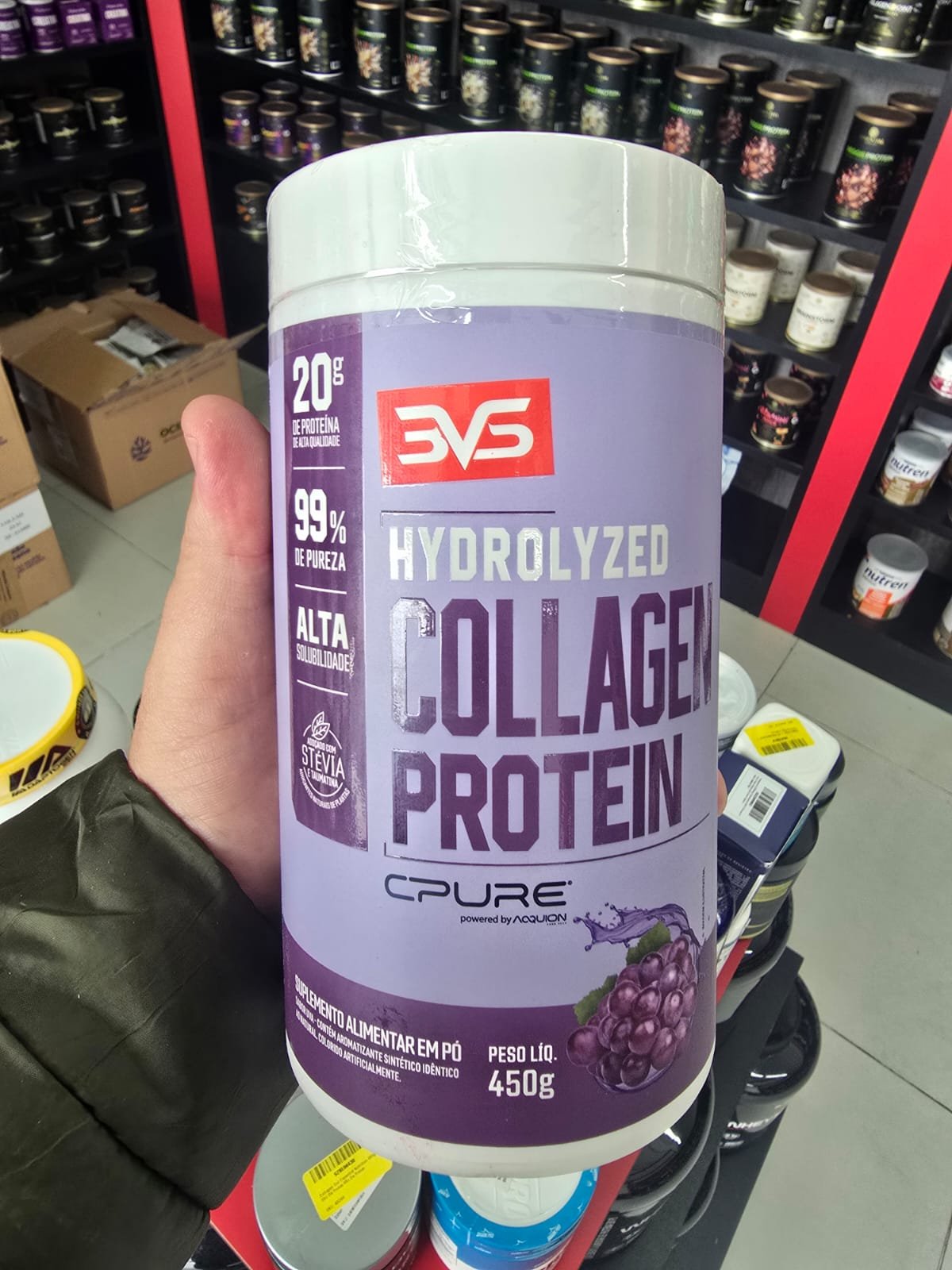 Colágeno Protein Cpure® 450g - Sabor: Uva - Fórmula Concentrada com 20g de Proteína por Dose e Alta Solubilidade