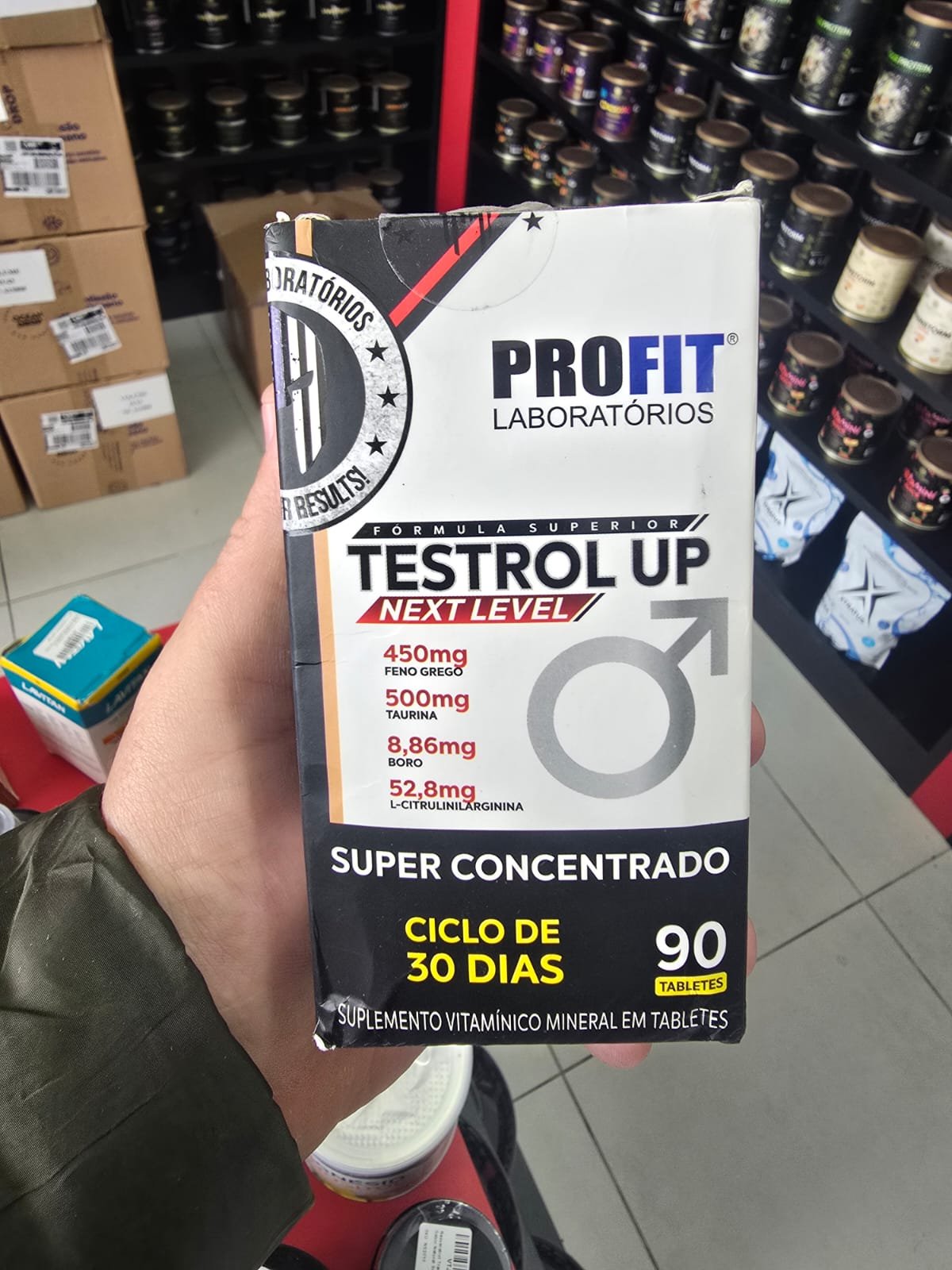 Suplemento em tabletes Profit TESTROL UP NEXT LEVEL